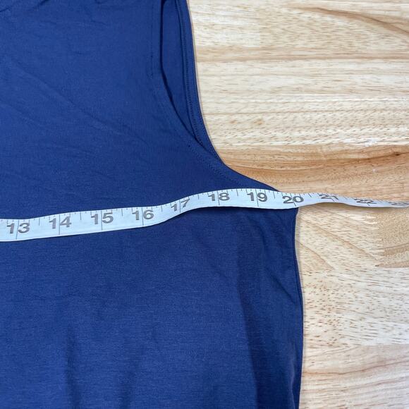 Eileen Fisher NWT Mock Neck Drawstring Tie Waist Dress Navy Size L Sleeveless - Picture 7 of 9